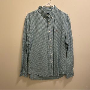 Polo Ralph Lauren Blue Green Plaid Shirt Large EUC